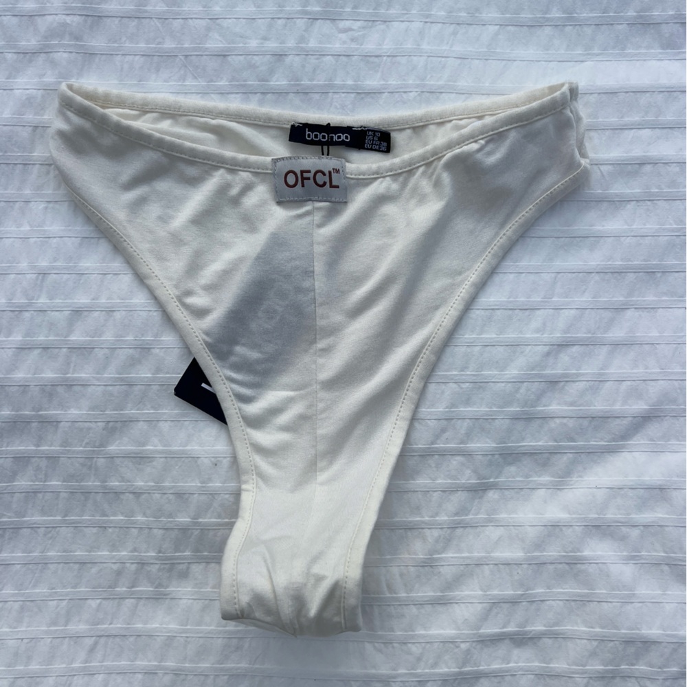 NWT Boohoo OFCL Jersey Thong in Ecru, 6